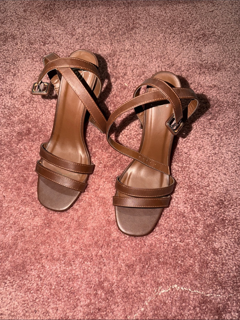 Delicious Brown Strappy Block Heel Sandals